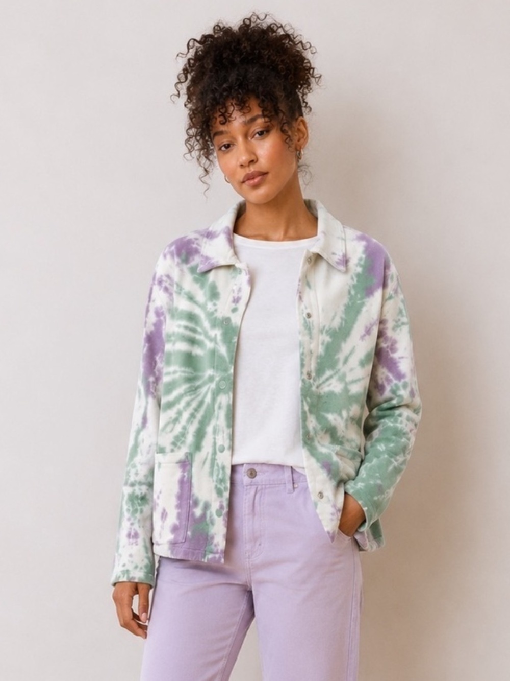 NWT Anthropologie LACAUSA Kismet Terry Fabric Jacket Sugarplum Swirl Size Large